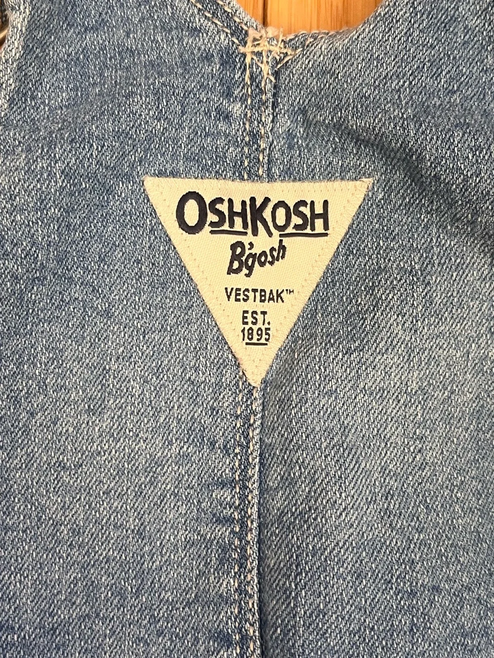 OshKosh B’Gosh Vestbak Bib Overall Dress Girls 2T Denim White Eyelet Lace Skirt